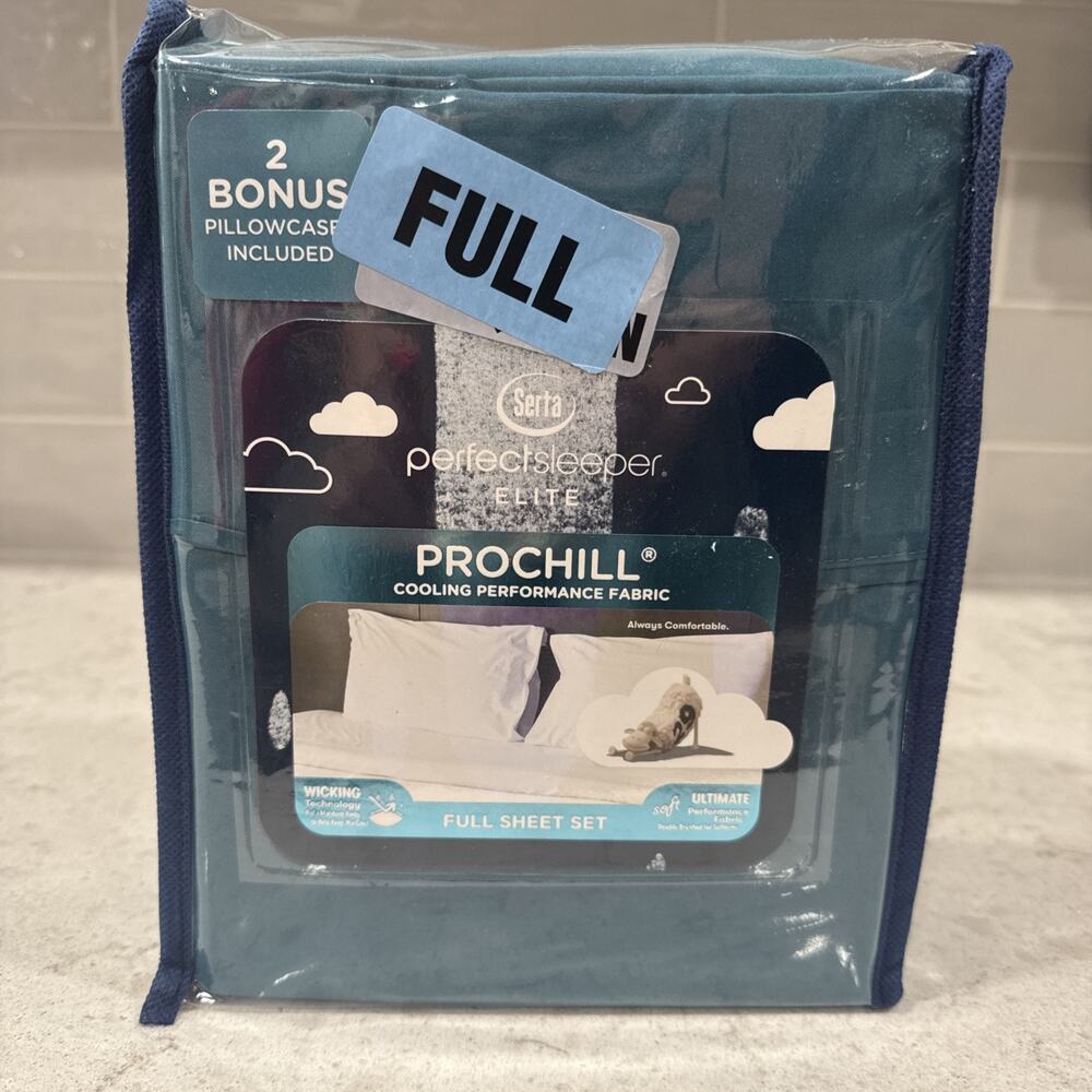 6 Pc FULL Serta Perfect Sleeper Elite Prochill Cooling Fabric Sheet Set TEAL